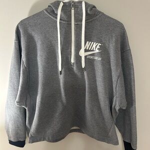 Nike Archive Half Zip Pullover Hoodie Grey Women's Medium Gym Athleisure